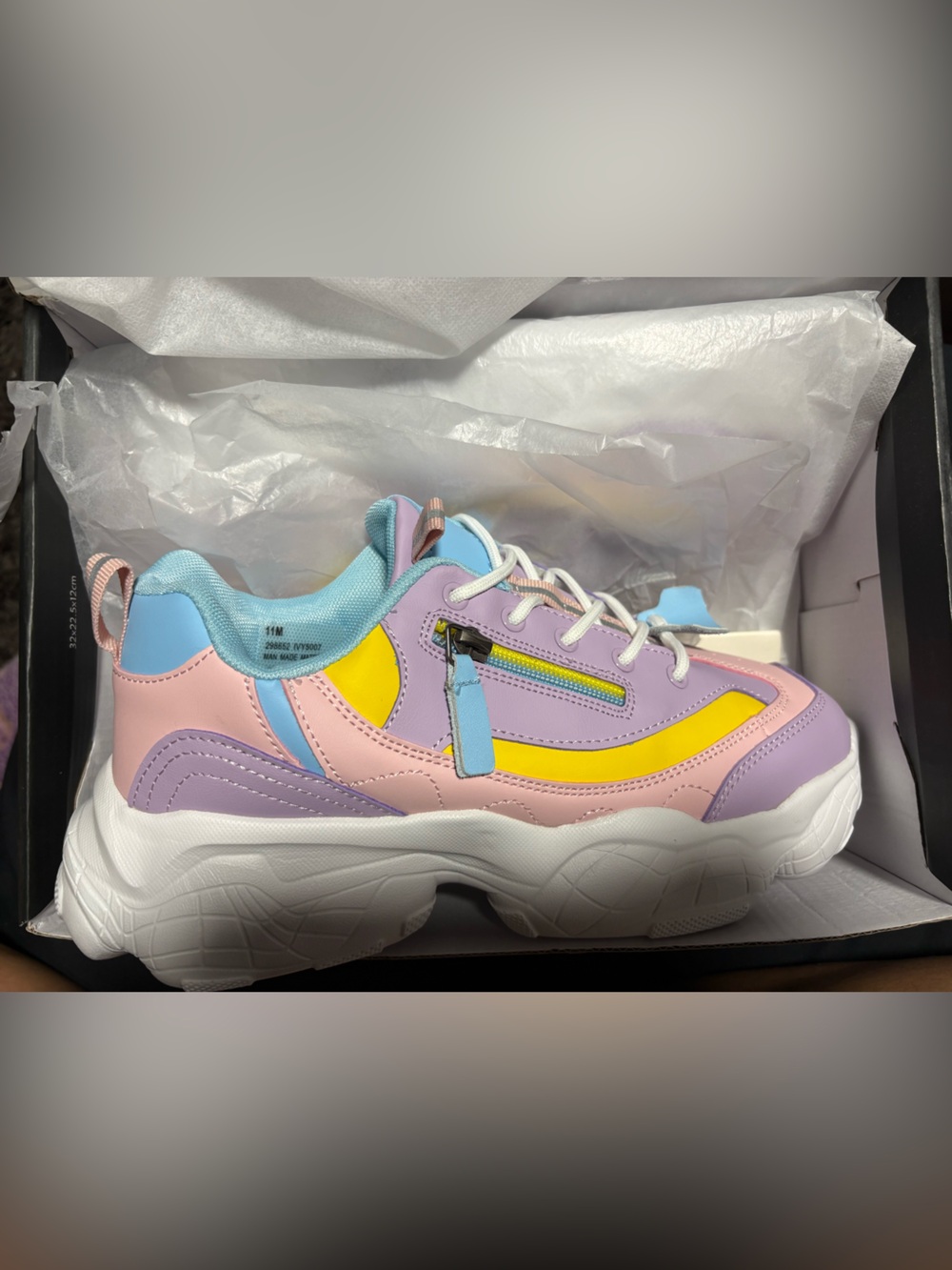 Fashion Nova Pastel Pink, Lavender & Yellow Chunky Women's Sneaker